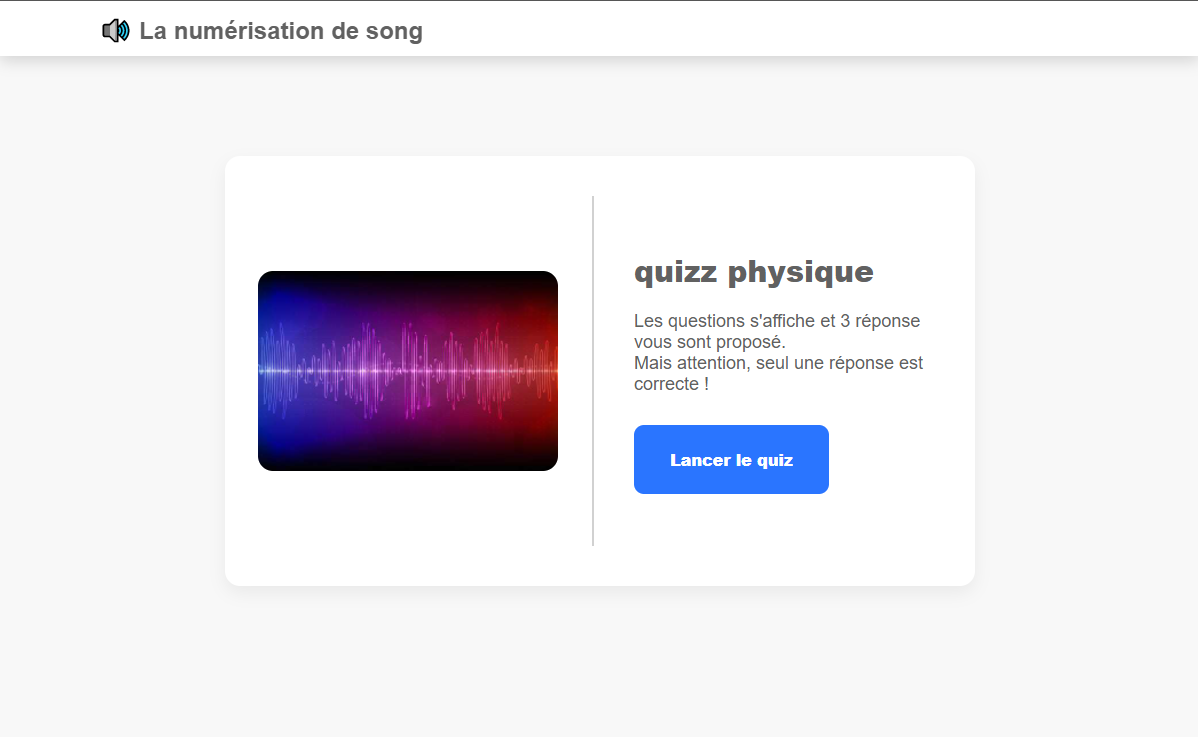 screenshot of my quiz website